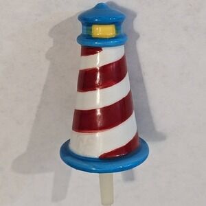 Nora Fleming Mini Red White Lighthouse A163 Retired Nautical Beach Collector
